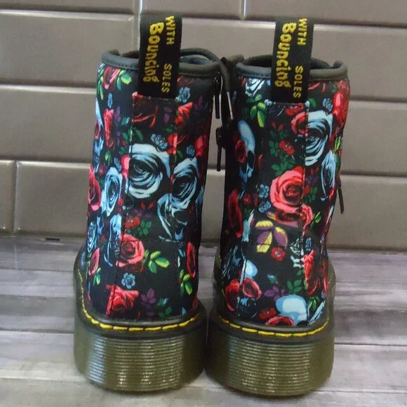 SIZE 6 L. Dr Martens Pascal Rose Fantasy Skull Lace Up Ankle Boots. - Picture 5 of 16